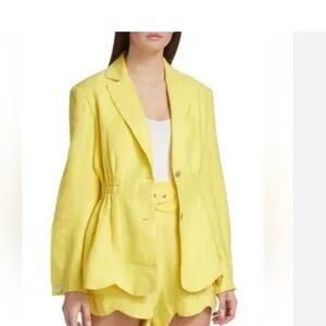 Farm Rio Peplum 100% linen blazer